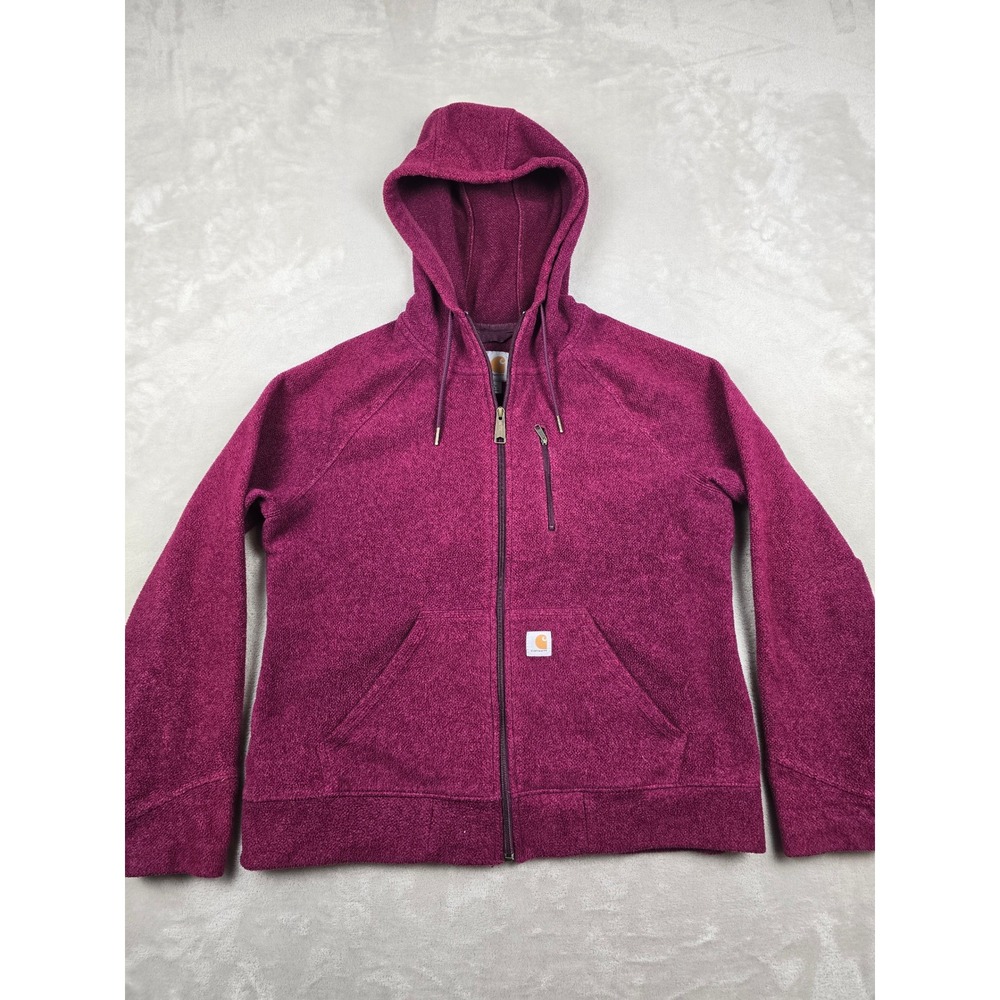 Carhartt Kentwood‎ Jacket Full Zip Fleece Hoodie Womens L Magenta Raglan 101404